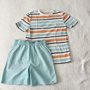 Caribbean Joe Boys Striped T-Shirt and Light Blue Shorts Summer Set size 7/8
